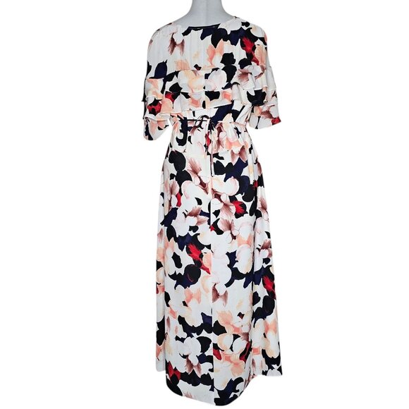 1 State M Multicolor Floral Wrap Dress Midi Wedding Event Office Church Ruffle - Picture 3 of 6